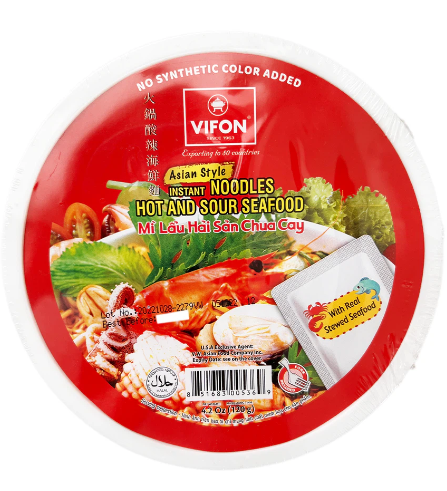 Vifon Asian Style Hot and Sour Seafood Instant Noodle Bowl - A&E Foodstore