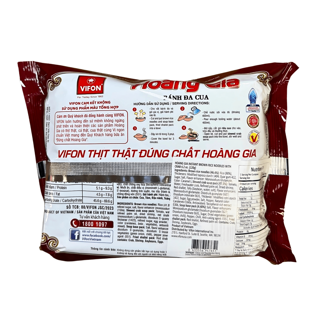 [VIFON] HoangGia Instant Noodle with Crab - 120g - A&E Foodstore