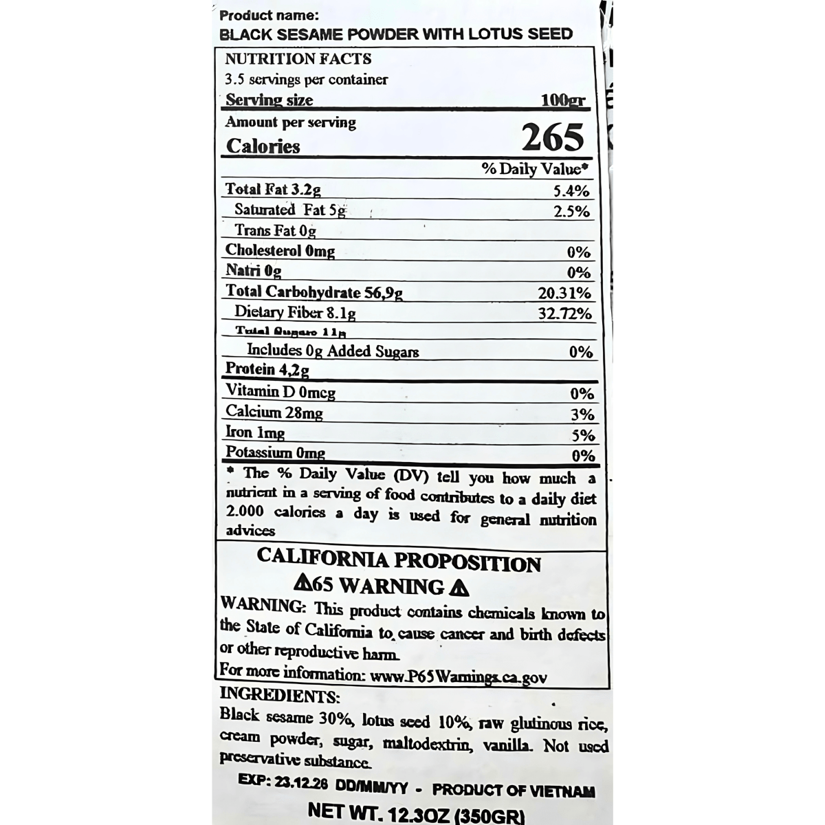 Vina Bich Chi Black Sesame & Lotus Seeds 12.3oz - A&E Foodstore