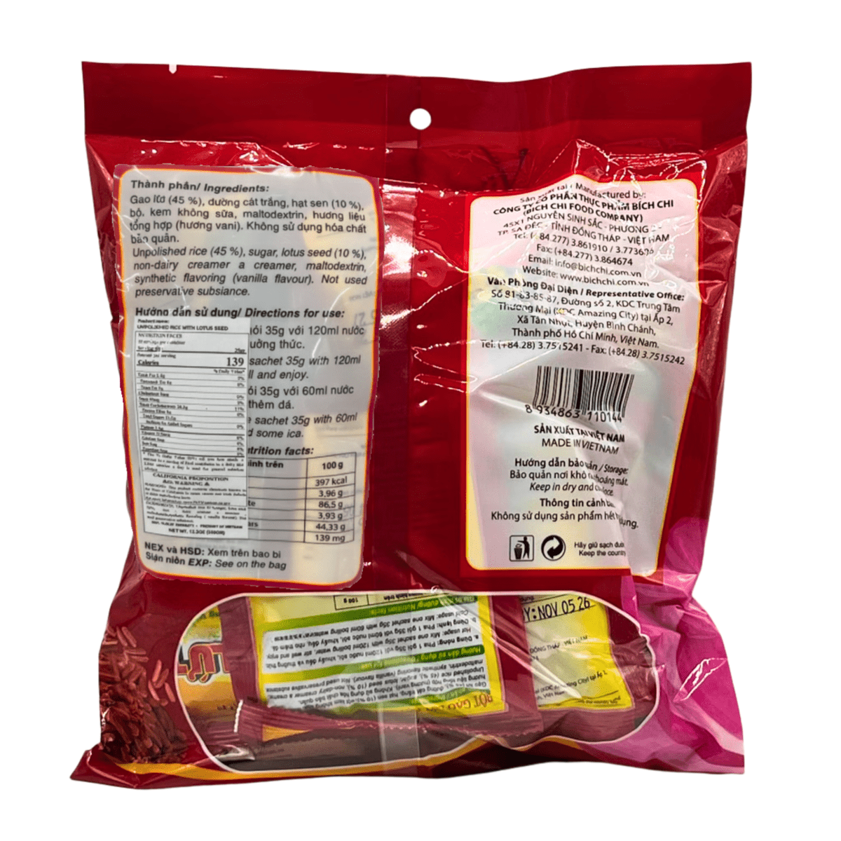 Vina Bich Chi Brown Rice with Lotus Seed 12.3oz - A&E Foodstore