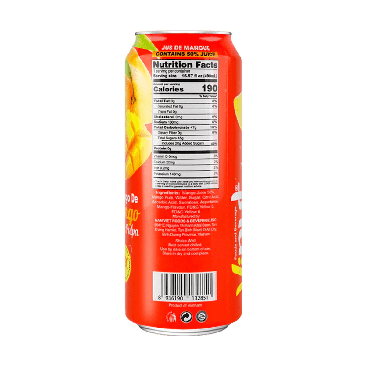VINUT NFC Mango Juice Drink With Pulp 490ml - A&E Foodstore