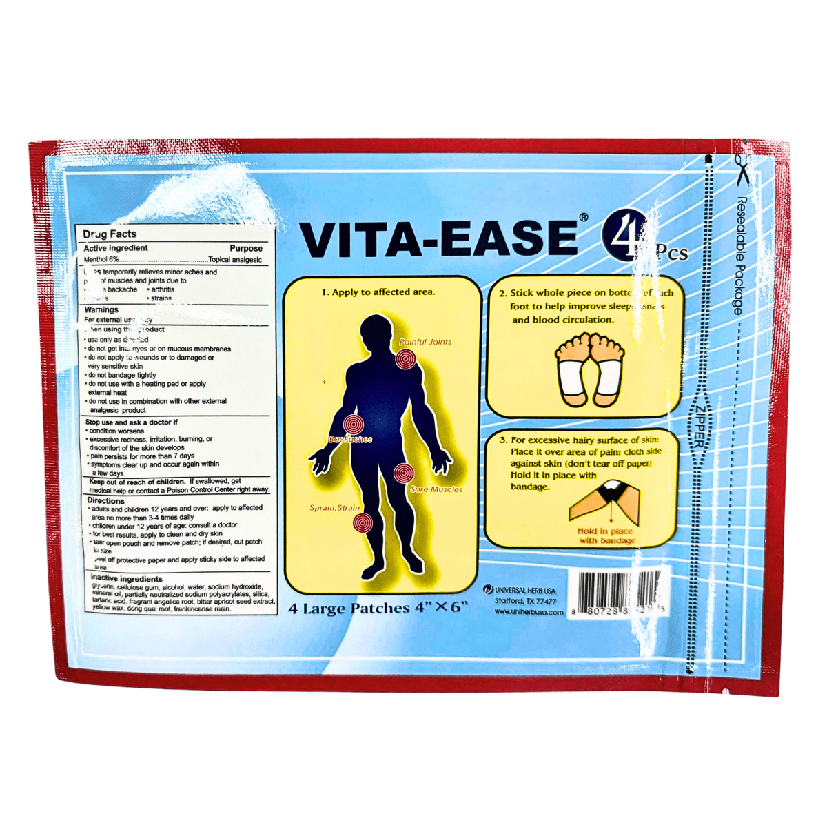 Vita - Ease External Pain Relieving Patch 4pcs - A&E Foodstore