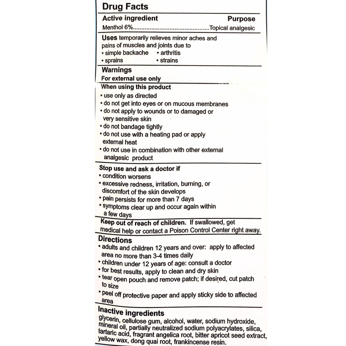 Vita - Ease External Pain Relieving Patch 4pcs - A&E Foodstore