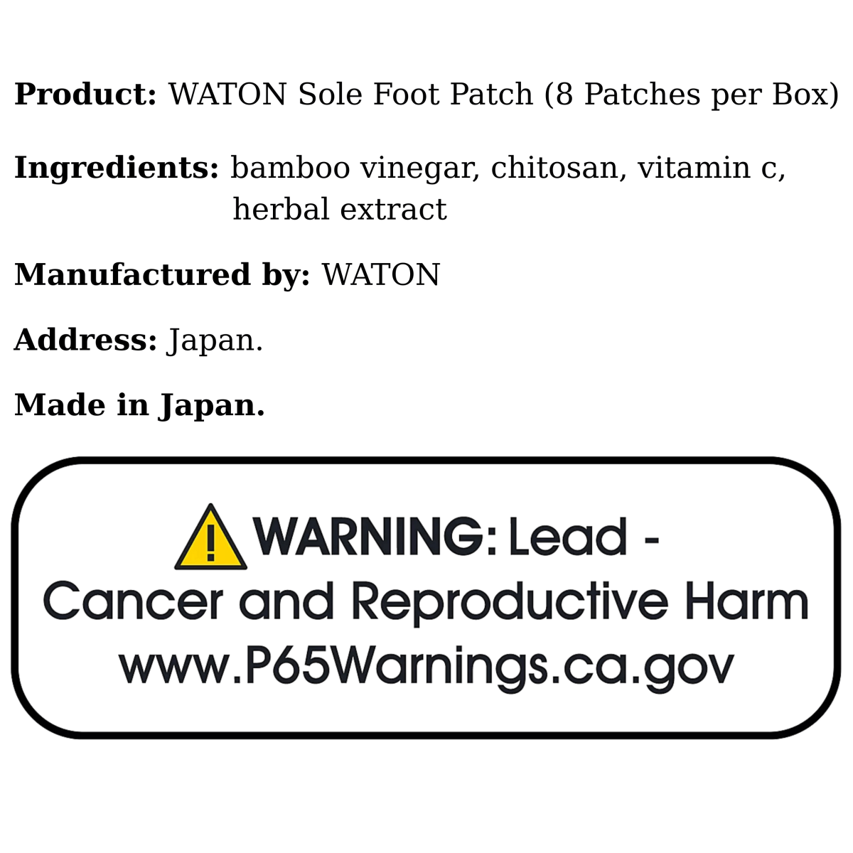 WATON Sole Foot Patch (8 Patches per Box) - A&E Foodstore