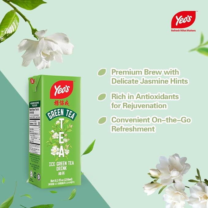 Yeo's Ice Green Tea Drink 250ml Pack of 6 - A&E Foodstore