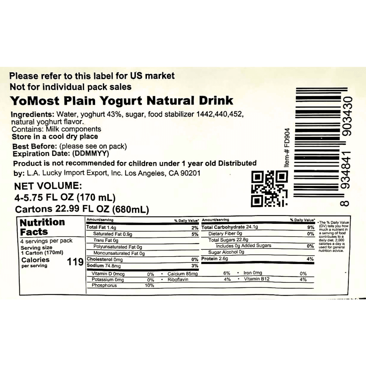 [YOMOST] Plain Yogurt Natural Drink - 170 ml - A&E Foodstore